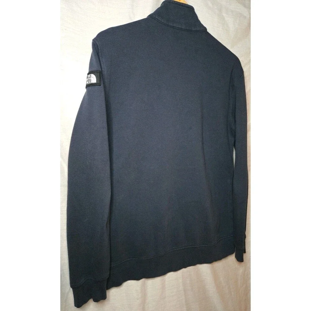 The North Face Sweater Mens M Blue 1/4 Snap Knit Mock Neck Long Sleeve Pullover